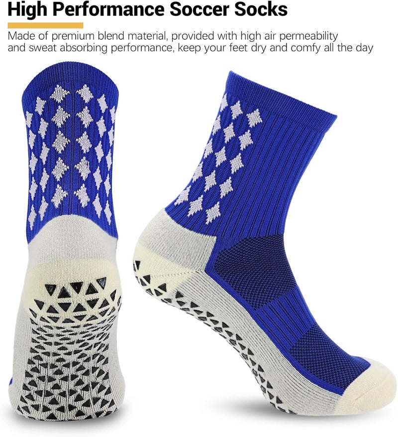 Ultrafun 5 Pairs Mens Grip Soccer Socks Non Slip Cushioned Crew Football Sports Socks - Image 4